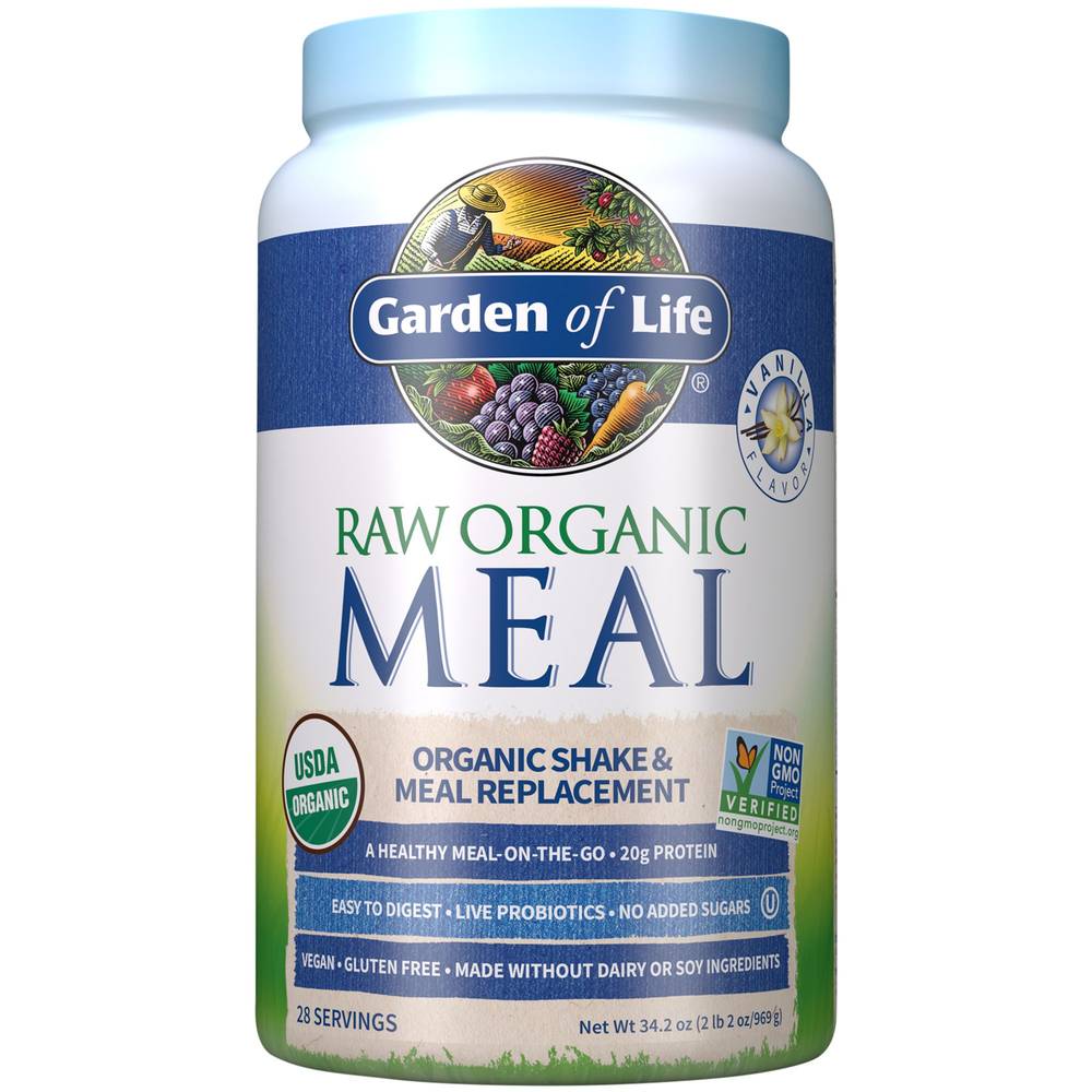 Raw Organic Meal – Shake & Meal Replacement – Plant-Based – Vanilla (34.2 Oz./28 Servings)