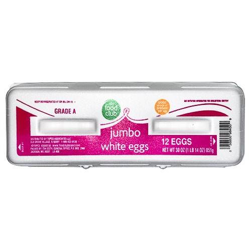 Food Club Grade a Jumbo White Eggs (2.5 oz, 12 ct)
