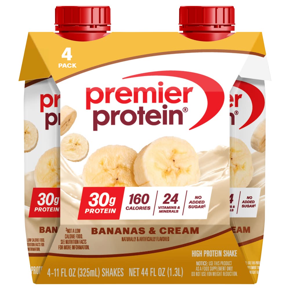 Premier Protein High Protein Shake, Bananas & Cream (4 x 11 fl oz)