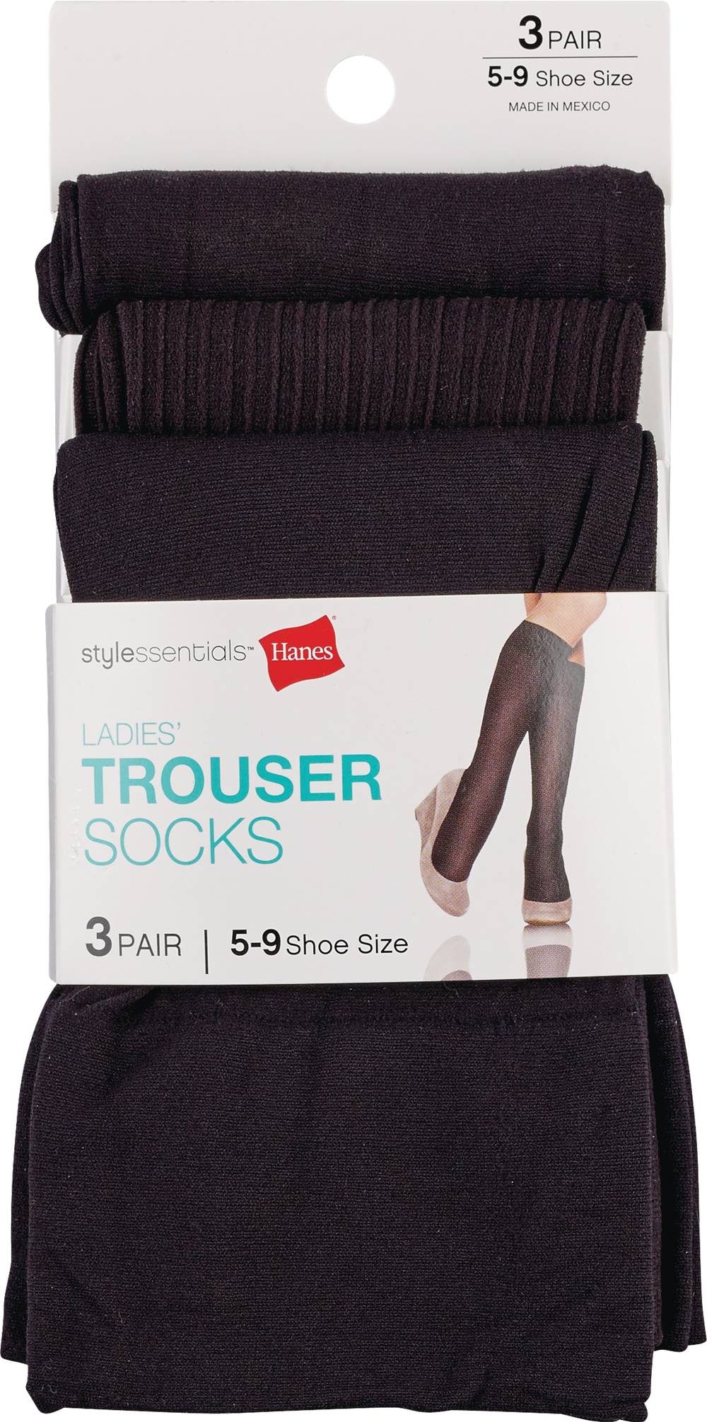 Style Essentials Ladies' Dress Socks Trouser, Black, Size 4-10