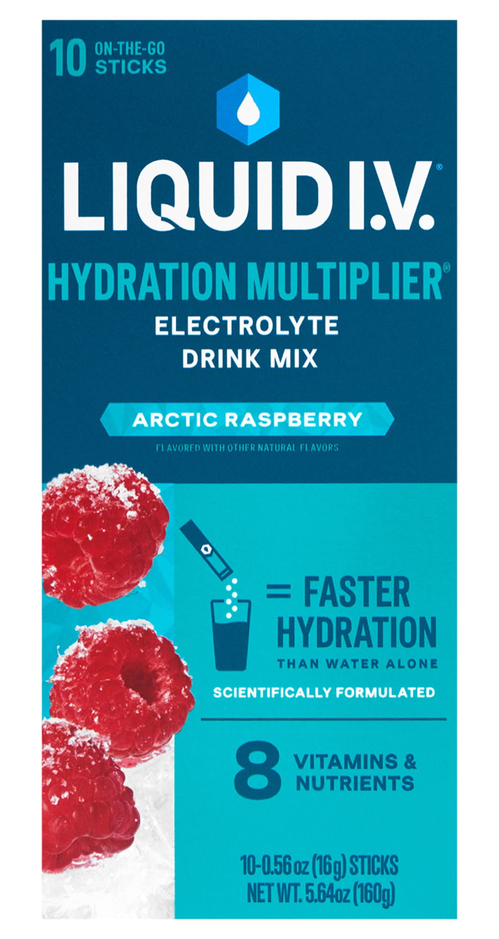 Liquid I.V. Hydration Multiplier Electrolyte Drink Mix Powder, Arctic Raspberry (10 x 0.56 oz)