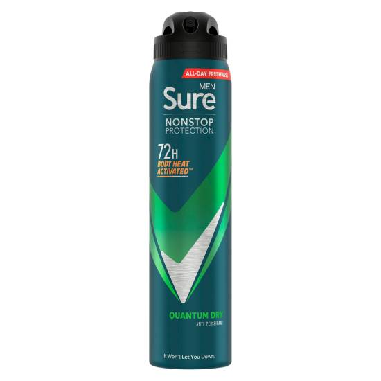 Sure Men Anti-Perspirant Deodorant Aerosol Quantum Dry Nonstop Protection 250 ml