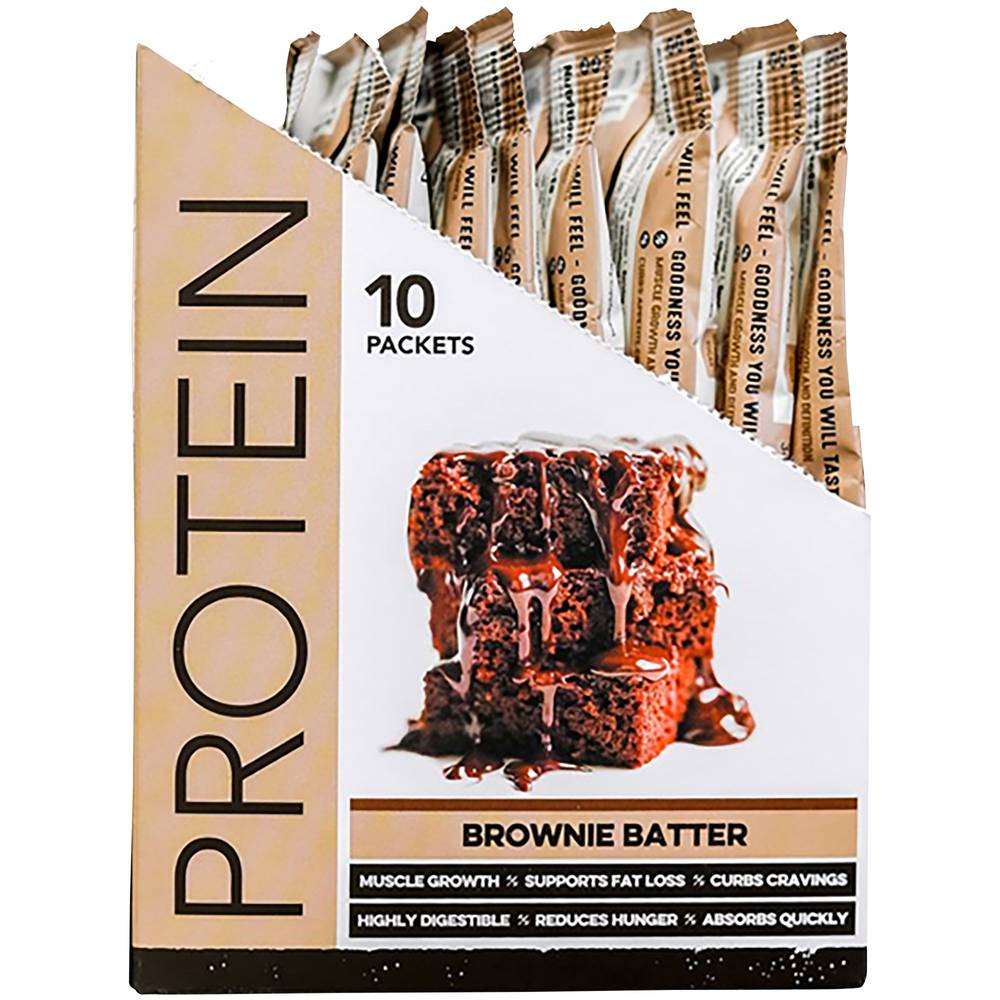 Whey Protein Packets - 100% Grass Fed With 20G Protein - Chocolate Brownie Batter (10 Single Serving Packets)