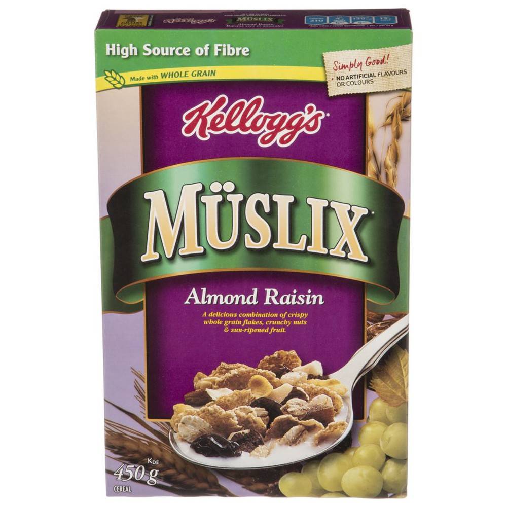 Céréales raisins secs et amandes, müslix (450 g) - müslix almond raisin cereal (450 g)