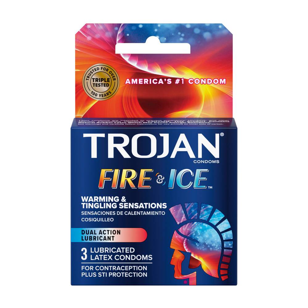 Trojan Fire & Ice Lubricated Latex Condoms (3 ct)