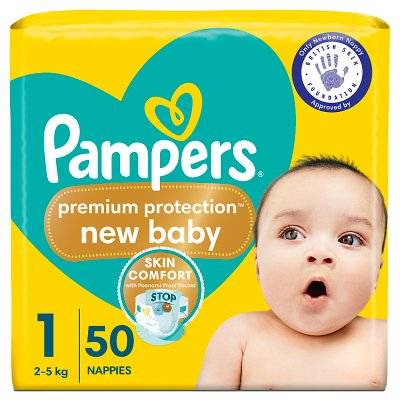 Pampers New Baby Nappies Size 1 2-5kg (50s)