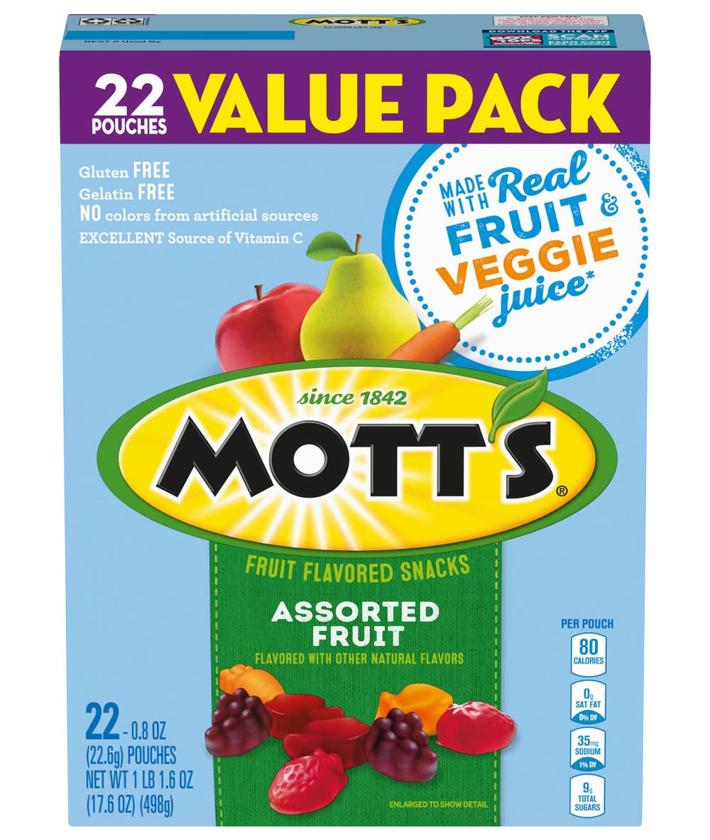 Mott's Fruit Snacks Value pack, Assorted (0.8 lbs, 22 ct)