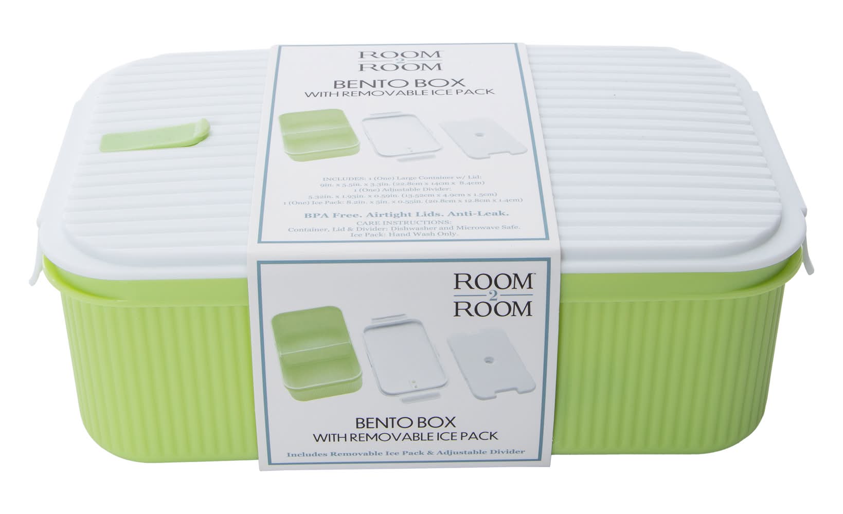 Ribbed Bento Box With Removable Ice Pack Green