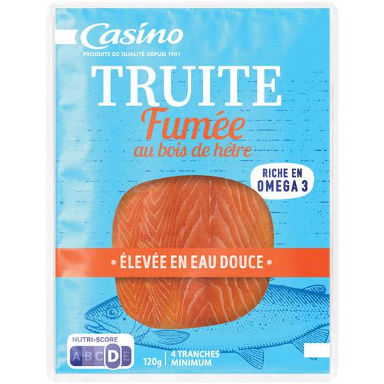 CASINO - Truite fumée au bois de hêtre - 4 tranches - 120g