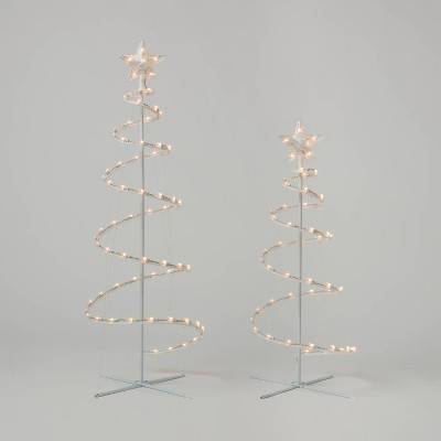 2pc 3' and 4' Incandescent Spiral Tree Christmas Novelty Sculpture Light Clear - Wondershop™