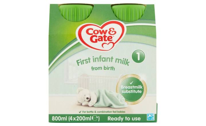 Cow & Gate 1 First Infant Milk From Birth 200ml 4 Pack (399142)