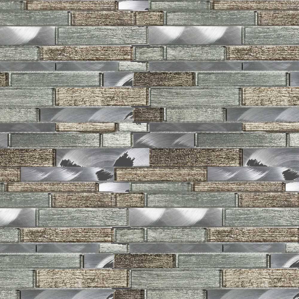 Elida Ceramica Sparkling River 12-in x 12-in Glossy Glass/Metal Linear Mosaic Wall Tile (0.95-sq. ft/ Piece) | CCLCVIN02