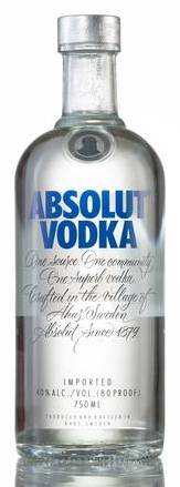 Absolut, 750mL vodka (40.0% ABV)