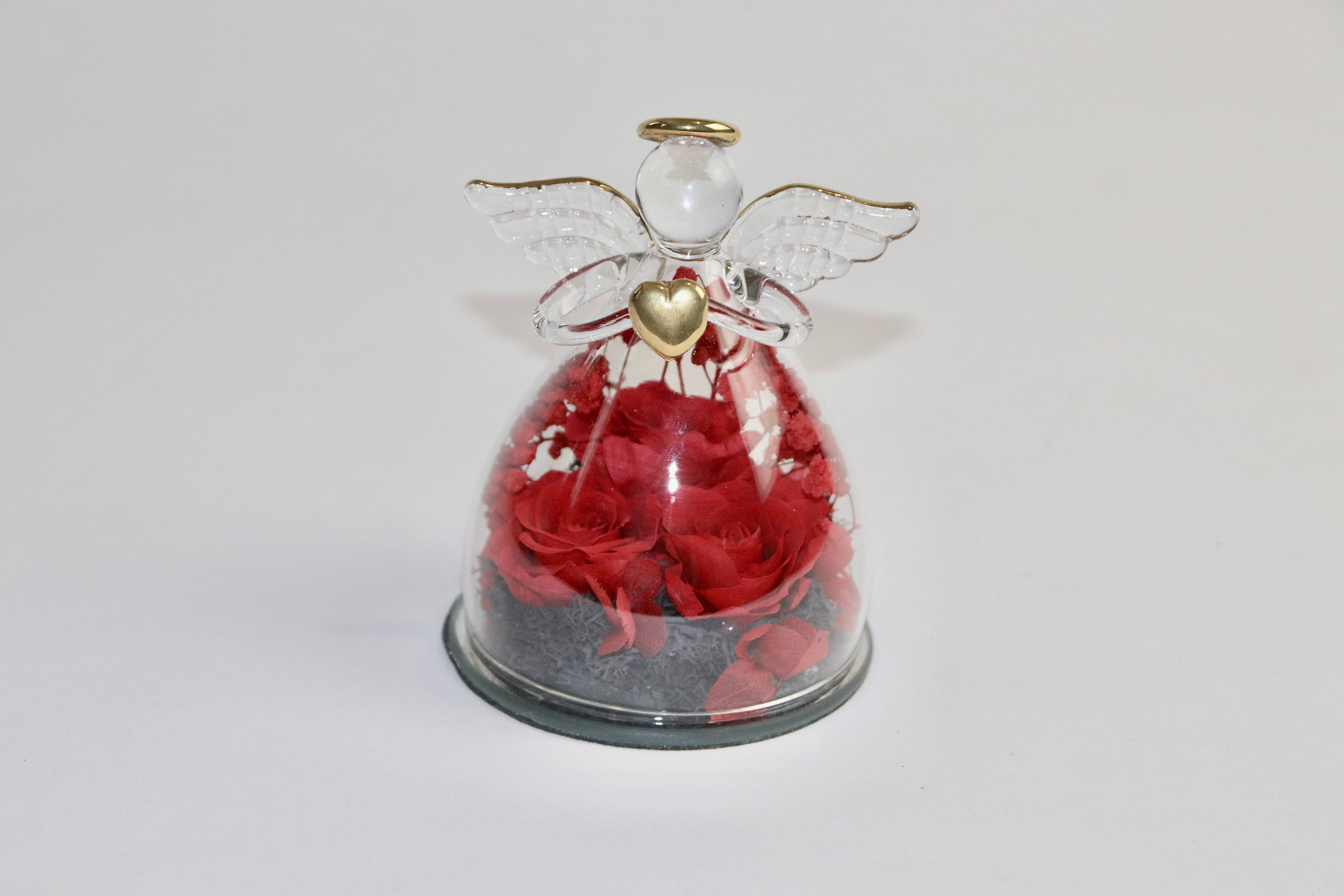 Statue ange rose rouge 