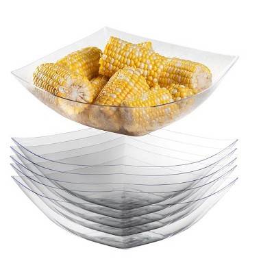 Crown Display Disposable Serving Squared Convex Bowl 64oz Capacity (6 ct)