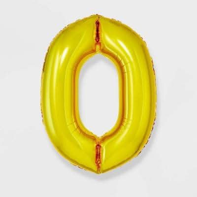 Spritz Number 0 Balloon, 34 in, Gold