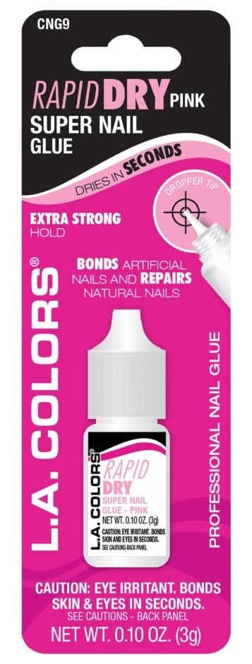 L.A. Colors Rapid Dry Super Nail Glue, Pink (0.1 oz)