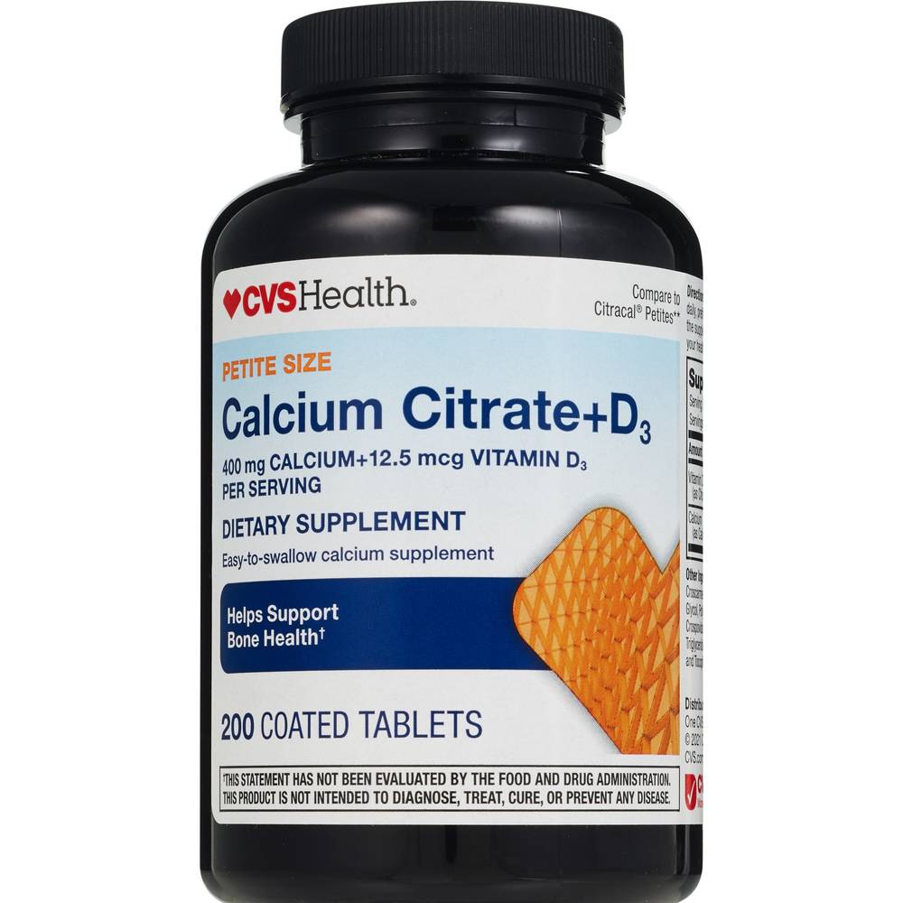 Cvs Health Calcium Citrate + D3 Tablets, 200 Ct