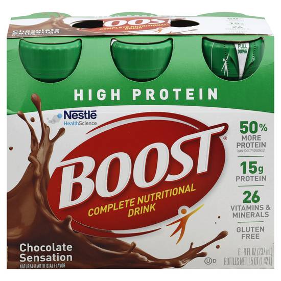 Boost High Protein Balanced Rich Nutritional Drink (6 pack, 8 fl oz) (chocolate sensation)