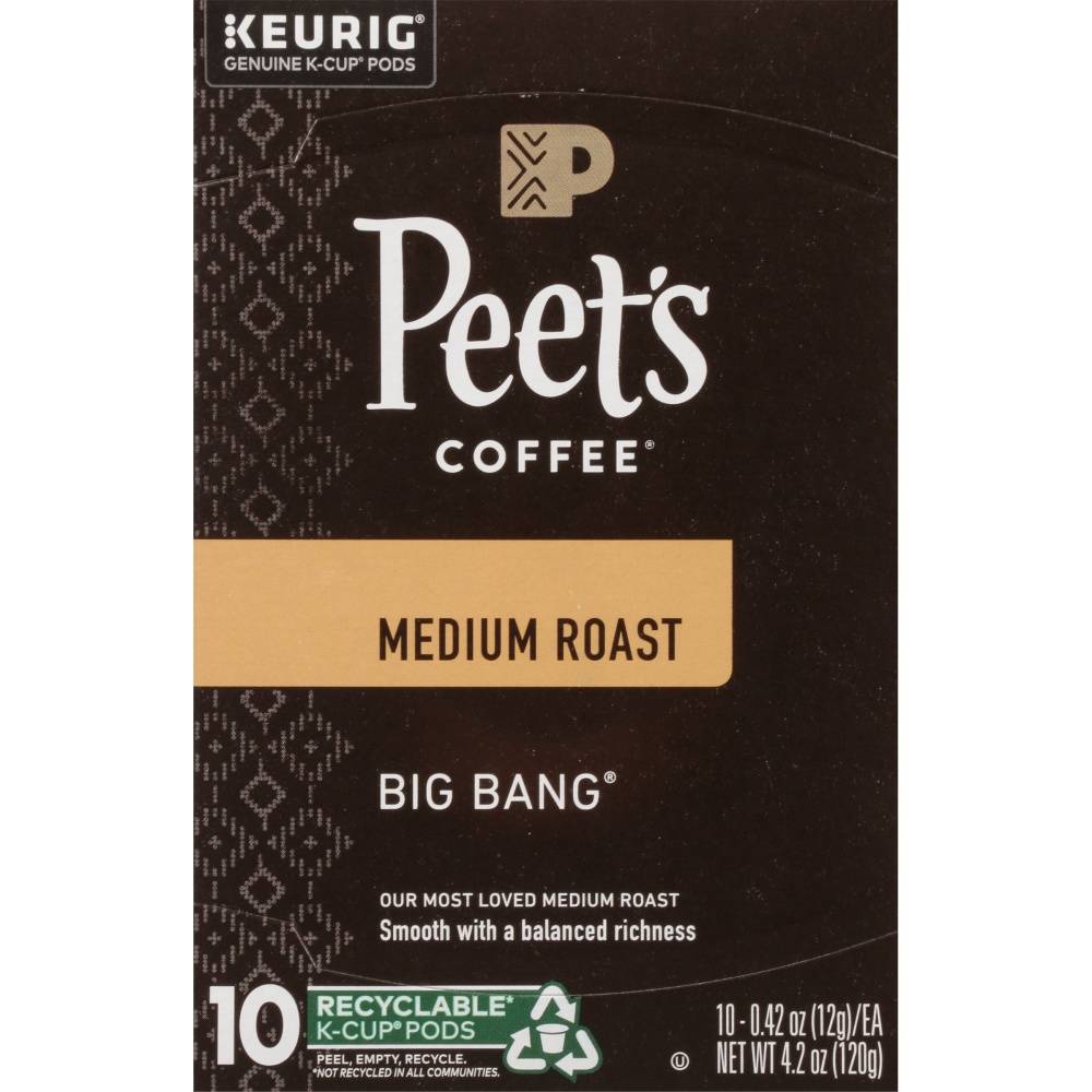 Peet's Coffee Keurig Medium Roast Coffee K-Cup Pods, Big Bang (0.42 oz, 10 ct)