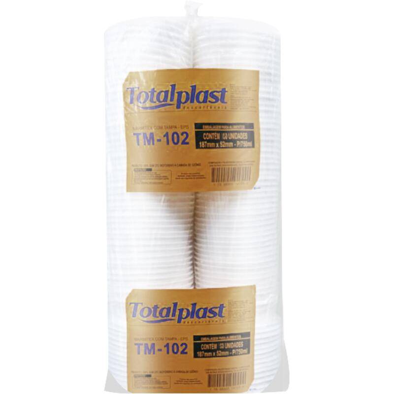 Totalplast embalagem refeição marmitex com tampa (50x750ml)