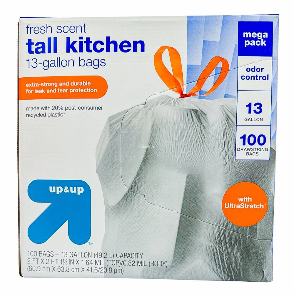 up&up Kitchen Drawstring Trash Bags, White (100 ct)