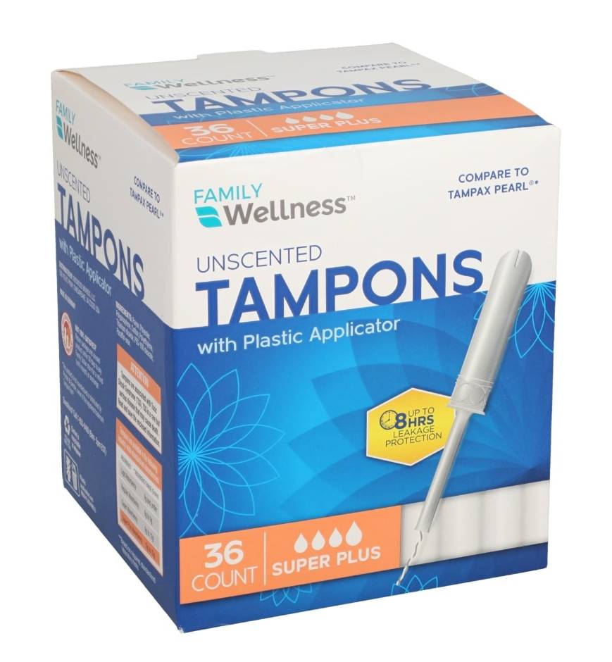 Family Wellness Super Plus Unscented Tampons With Plastic Applicator (36 ct)