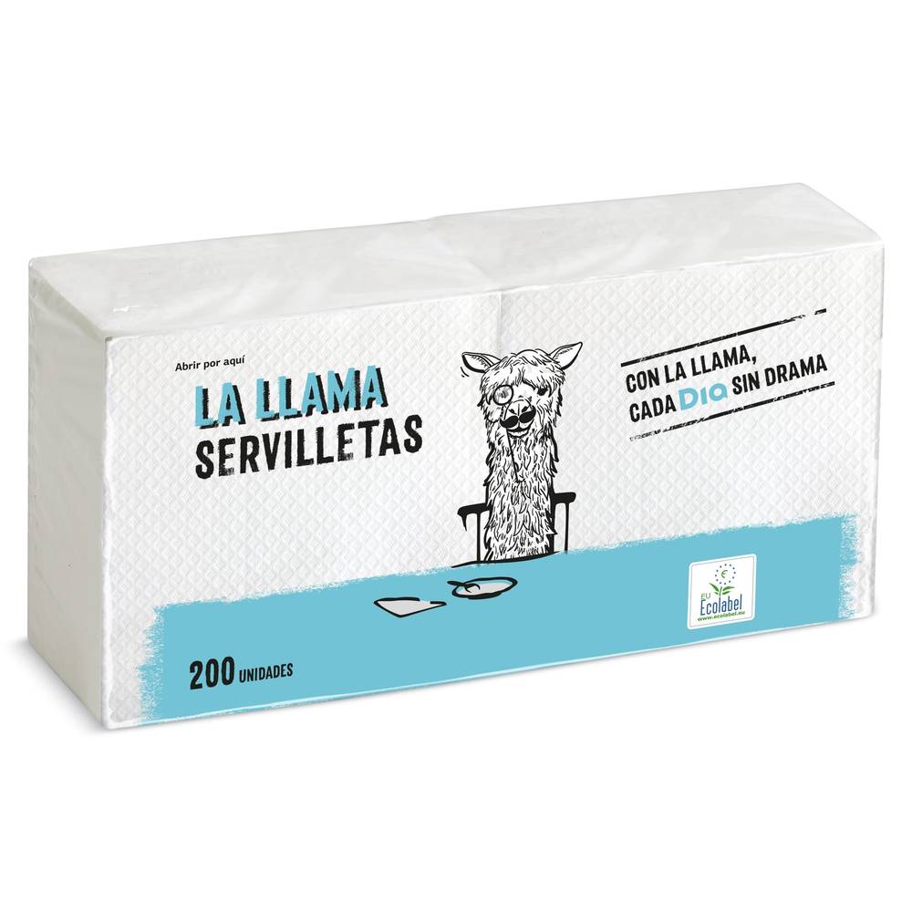 Servilletas Blancas 1 Capa La Llama Dia Bolsa 200 Unidades