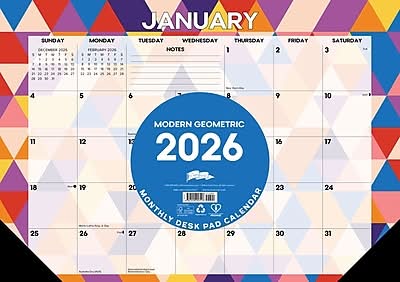 2026 Willow Creek Modern Geometric 17 x 12 Monthly Desk Pad Calendar (57117X)
