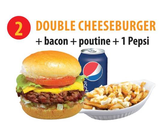 Double Cheeseburger + Poutine +  1 Boisson