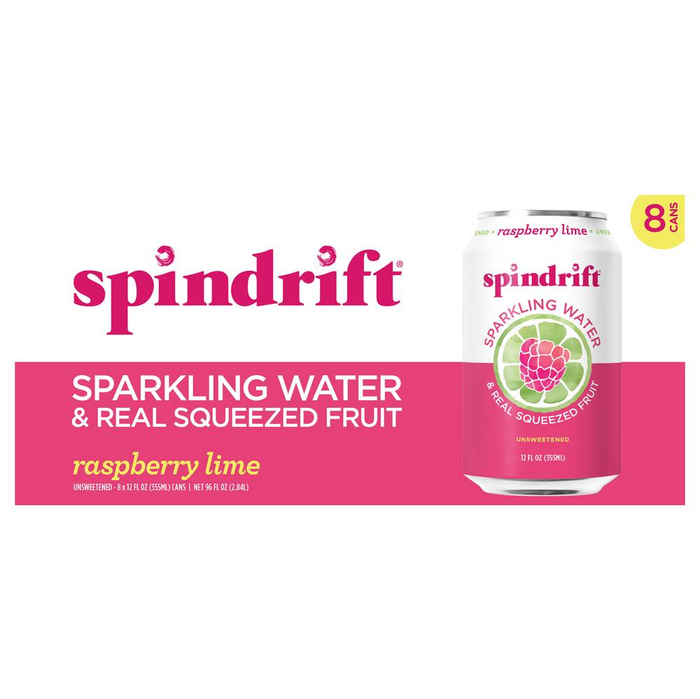 Spindrift Raspberry Lime Sparkling Water (8 ct, 12 fl oz)