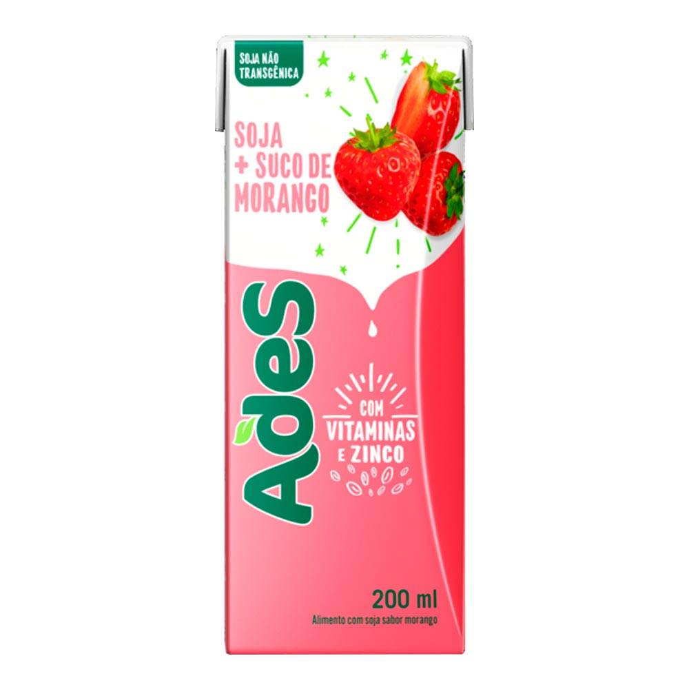 Ades · Bebida com soja e suco de morango (200 ml)