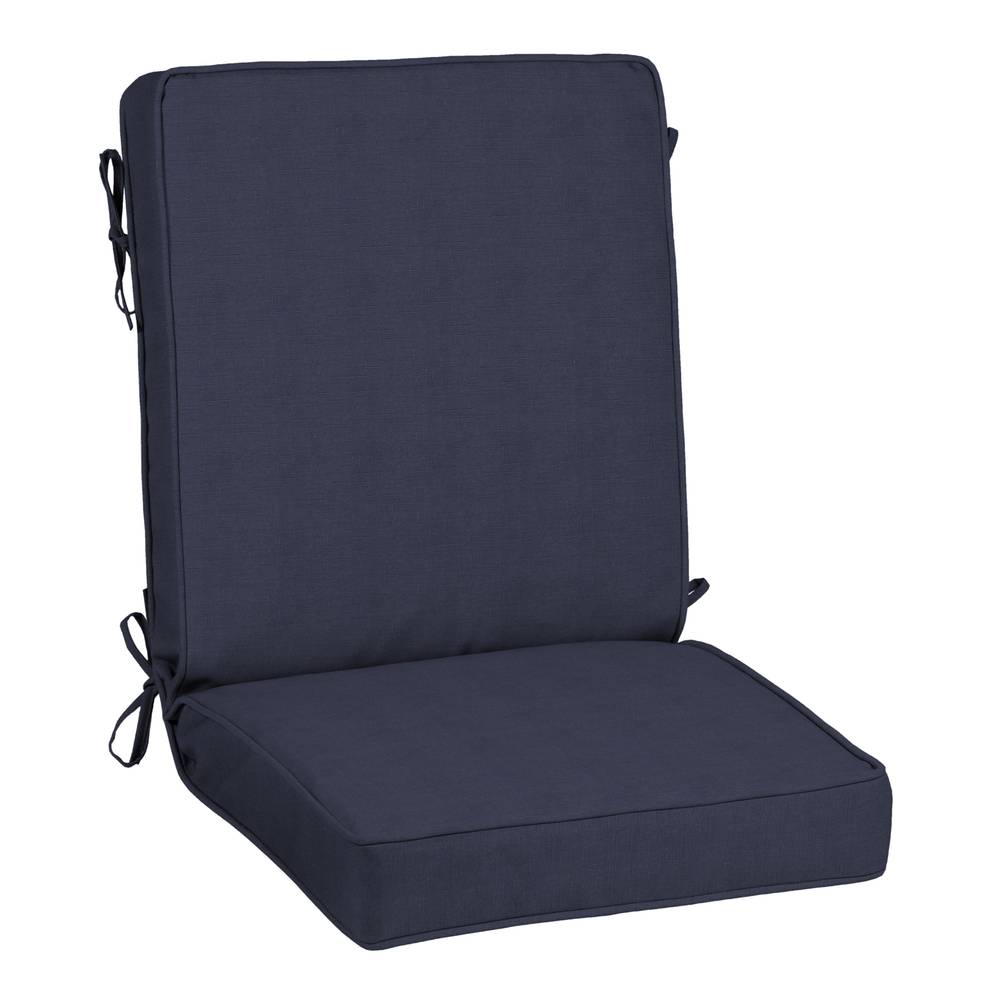 allen + roth with STAINMASTER Stainmaster 20-in x 20-in Navy Madera Linen High Back Patio Chair Cushion | XQ04C01B-9C8