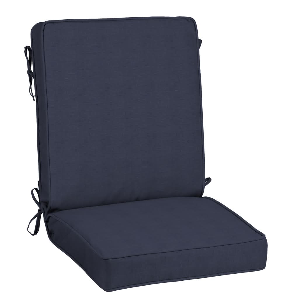 allen + roth with STAINMASTER 20-in x 20-in Navy Madera Linen High back patio chair cushion