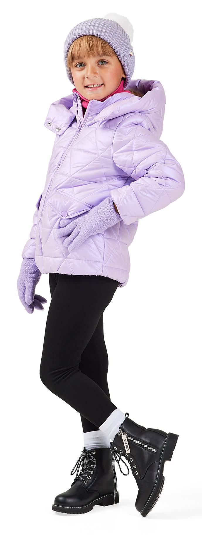 MONKEY BARS Toddler Girls' Metallic Puffer Jacket (4, Lavendula)