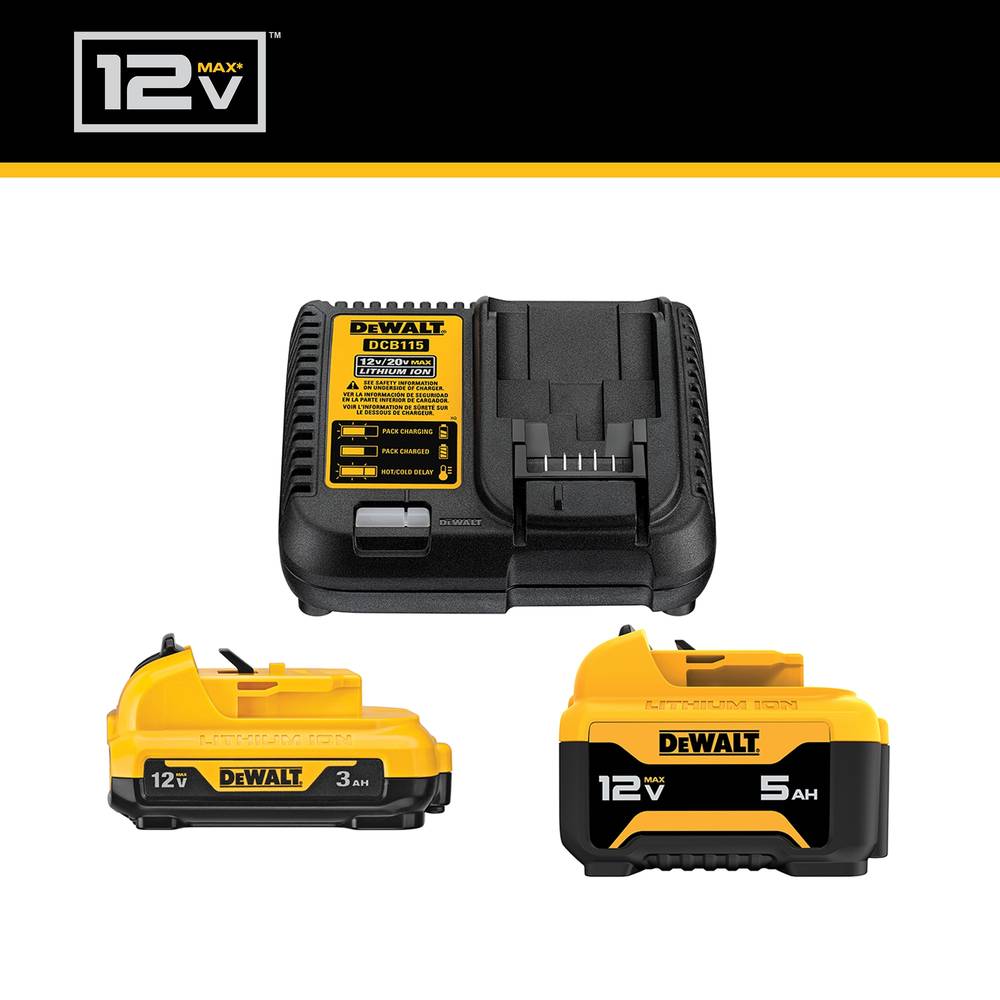 DEWALT 12-V 2-Pack Lithium-ion Battery and Charger (3 Ah and 5 Ah) | DCB135C