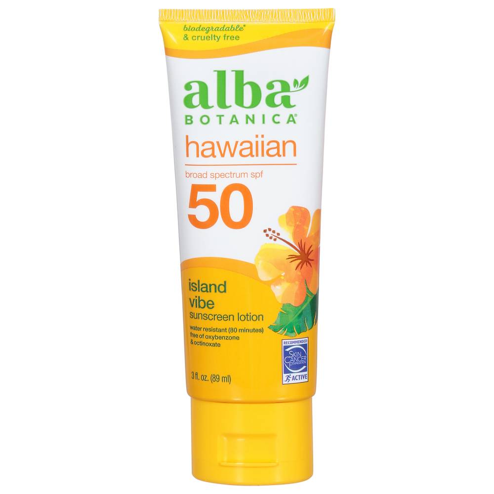 Alba Botanica Green Tea Hawaiian Sunscreen Lotion Spf 50 (3 fl oz)