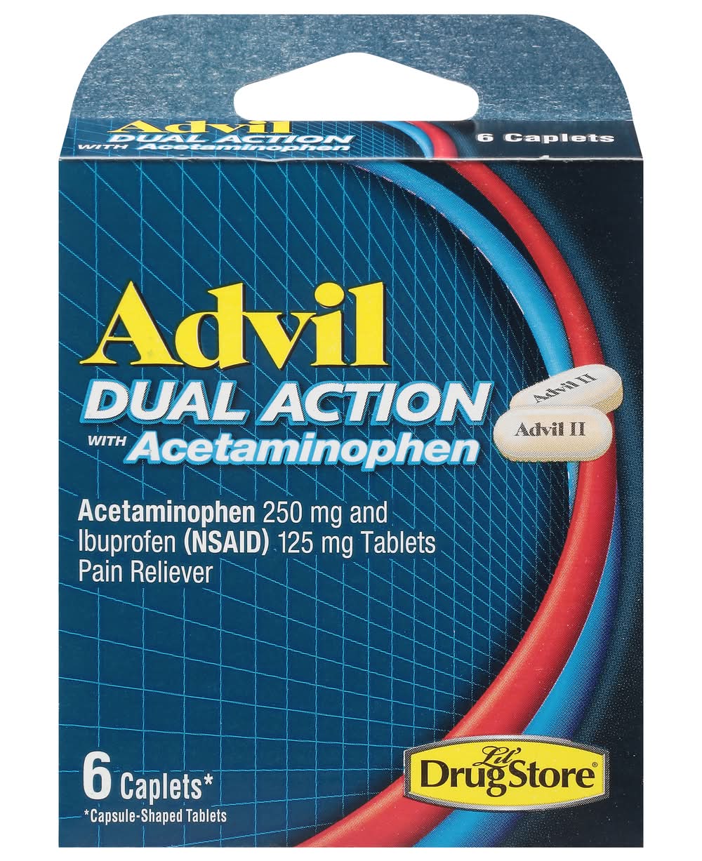 Advil Dual Action Acetaminophen Pain Reliever Tablets (6 ct)