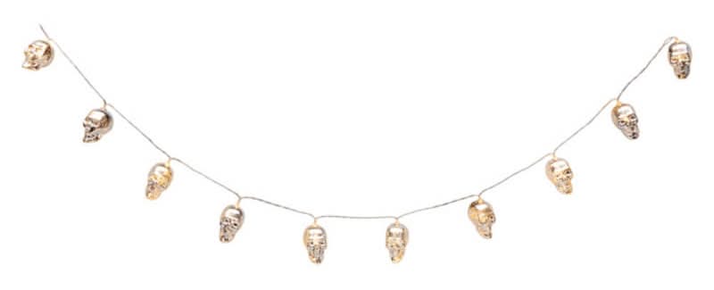 The Halloween Collection LED Silver Skulls Halloween Garland