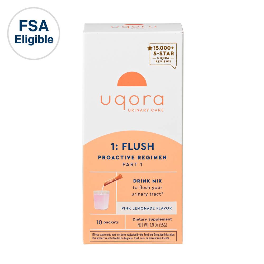 Uqora Flush Urinary Tract Health Drink Mix, Pink Lemonade Flavor