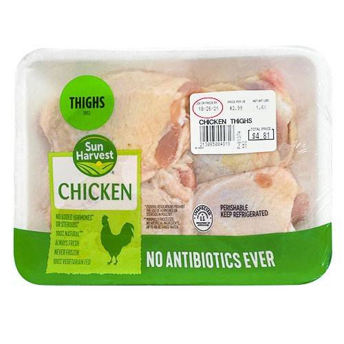 Sun Harvest · Antibiotics Free Chicken Thighs (approx 1.5 lbs)