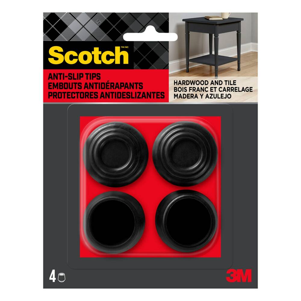 Scotch 4-Pack 1-1/8 In Black Rubber Chair Leg Tips | SP605-NA