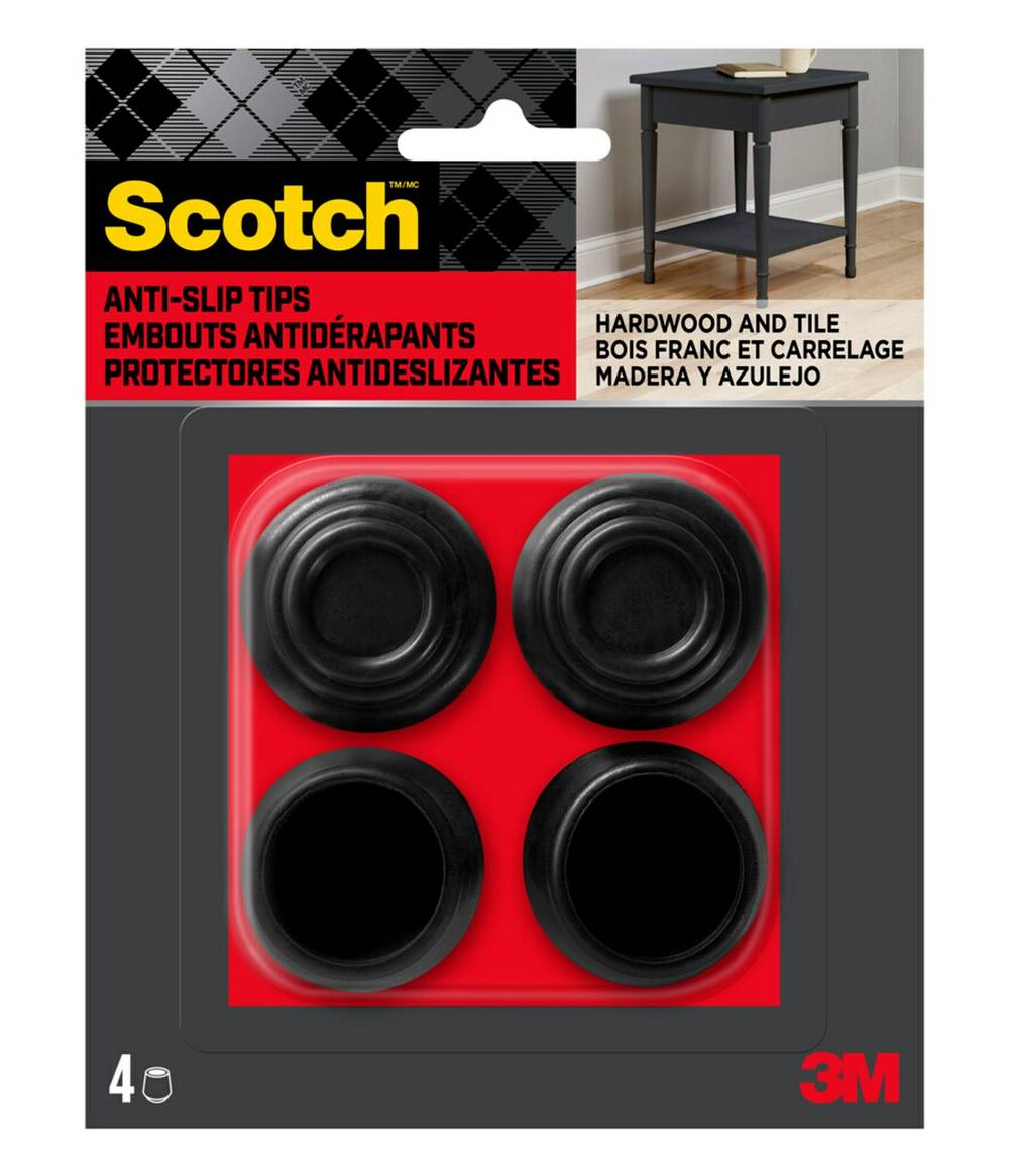 Scotch 4 -Pack 1-1/8 in Black Rubber Chair leg tips | SP605-NA