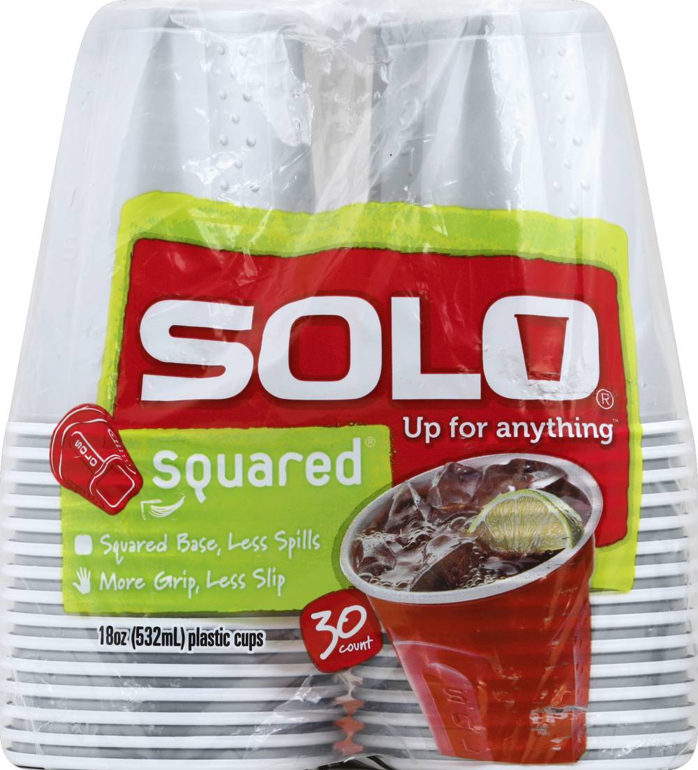 Solo Squared Plastic Cups 18 oz, Red (30 ct)