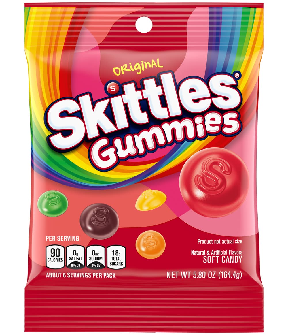 Skittles Original Gummies Soft Candy, Assorted (5.8 oz)