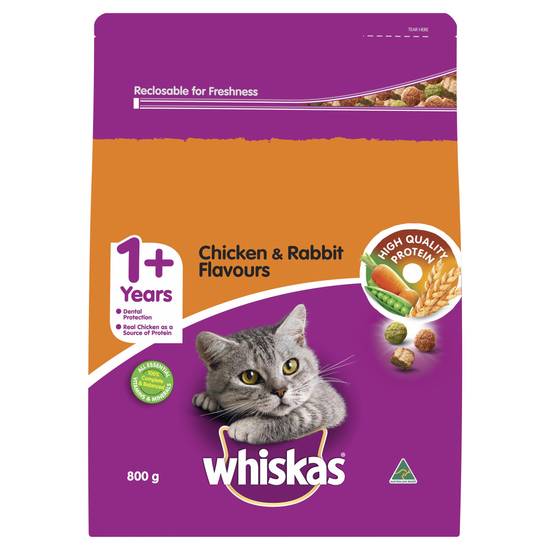 Whiskas Chicken and Rabbit Adult Dry Cat Food 800g