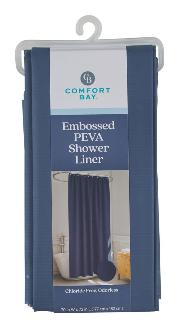Comfort Bay Embossed Peva Shower Liner, 70x72 in, Assorted