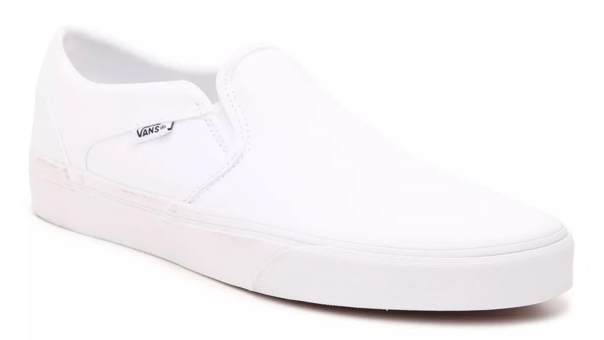 Vans Asher Slip-On Sneaker - Women's (White Medium - 9.5)