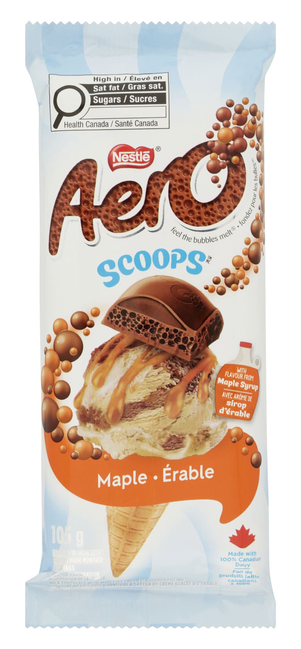 Nestlé Aero Scoops Chocolate Bar, Maple (105 g)