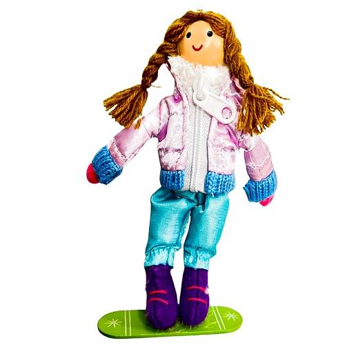 Fabric Child Wearing Purple Jacket Riding Snowboard Christmas Tree Ornament - Wondershop™